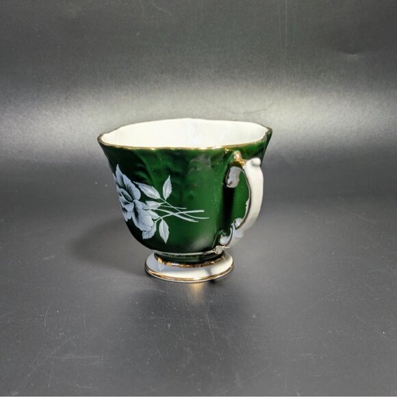 Aynsley Green White Bone China Floral Teacup Gold Trim Vintage - Picture 12 of 13